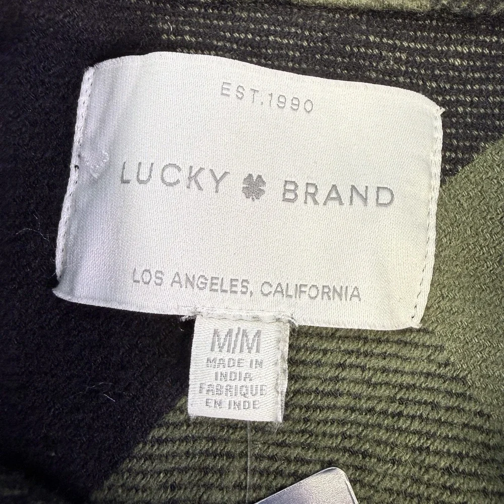 Lucky Brand NWT Shacket‎ Womens XL Green Black Plaid Flannel Oversized Pockets